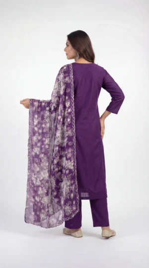 Purple Dress Back Side Pose