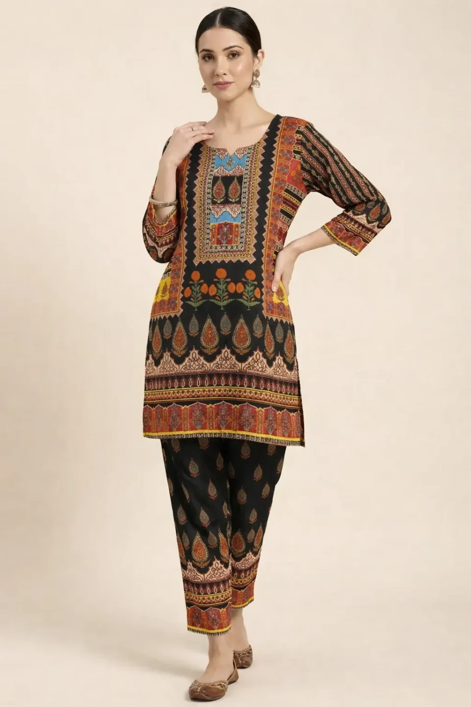 Midnight Tribal Print Kurta Set