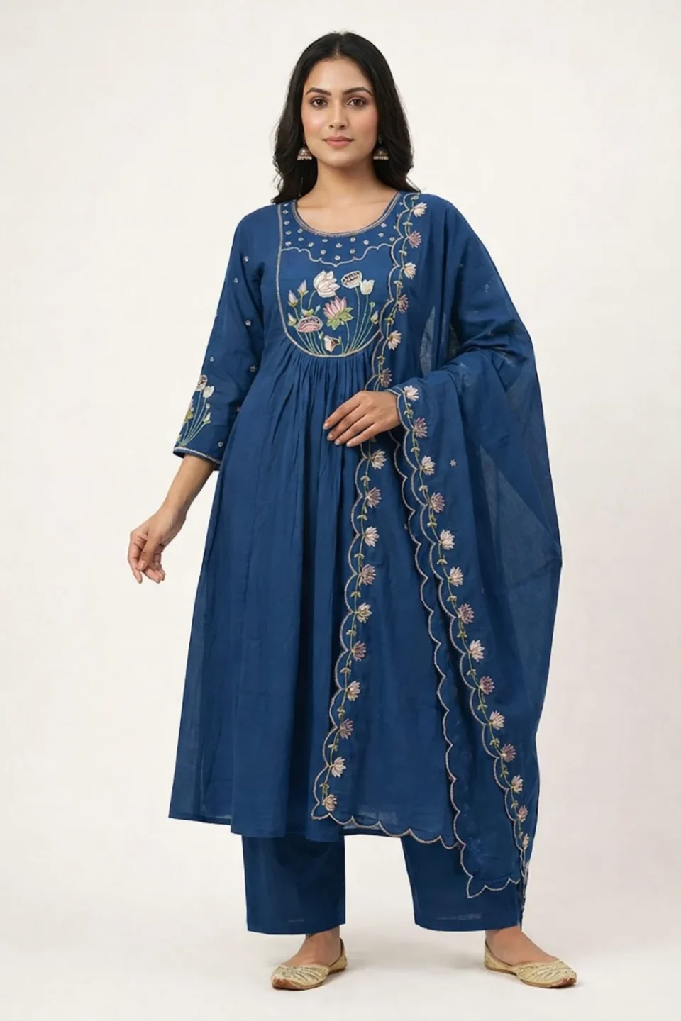 Sapphire Bloom Embroidered Kurta Set
