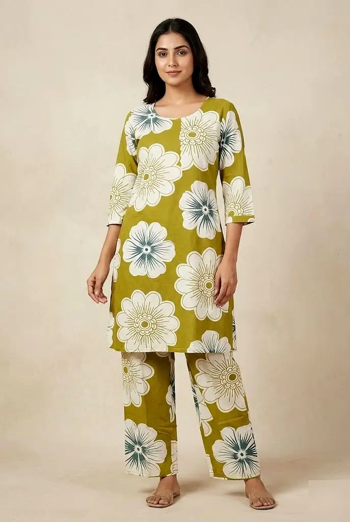 Olive Bloom Floral Co-Ord Set
