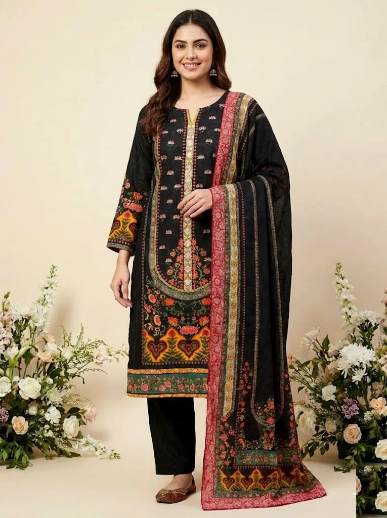 Noor-E-Black Embroidered Lawn Suit