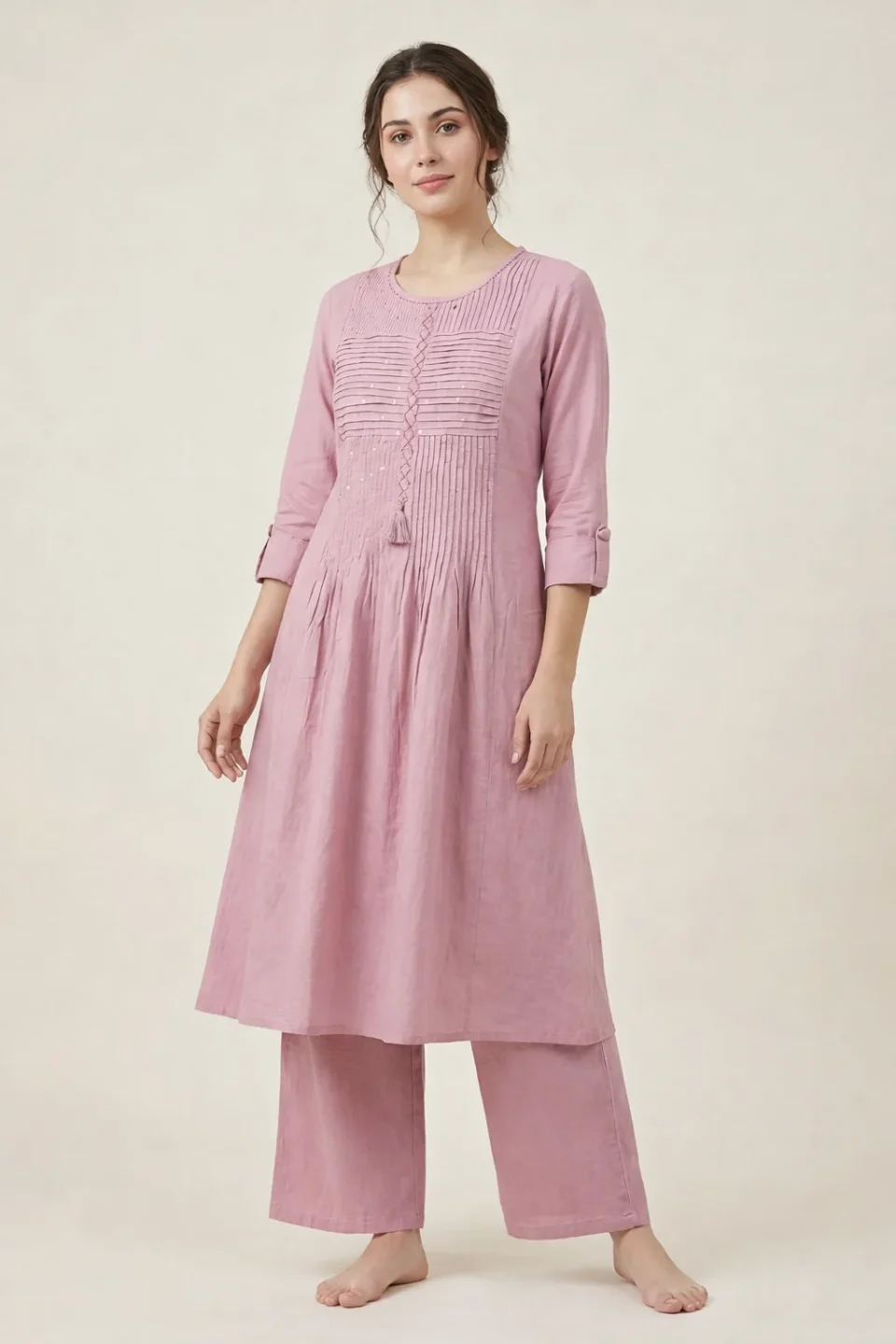 Blush Grace Pleated Kurta Set