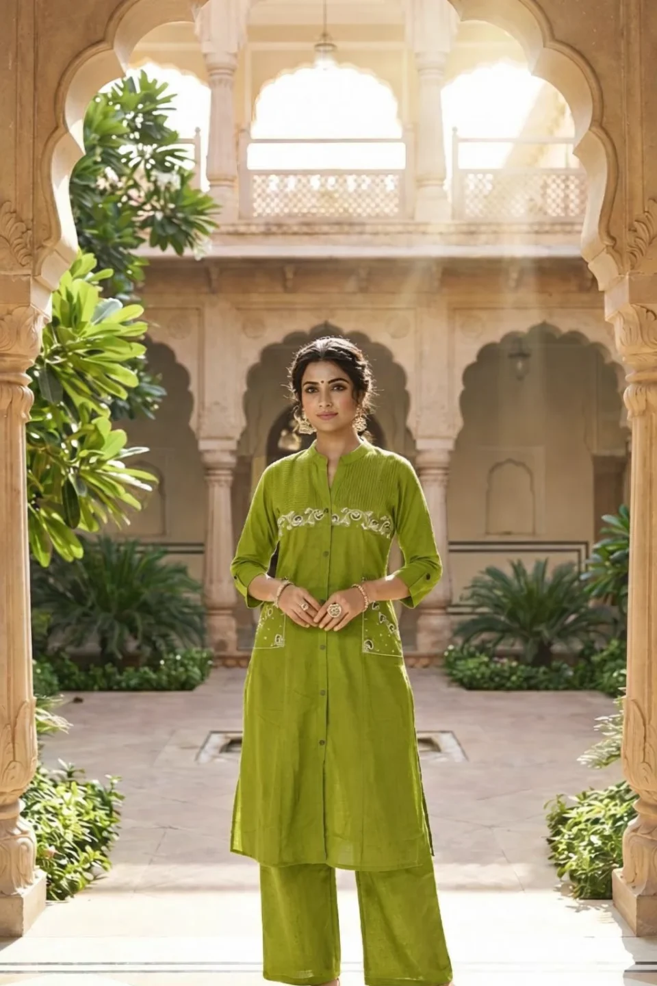 Lime Green Embroidered Co-ord Set