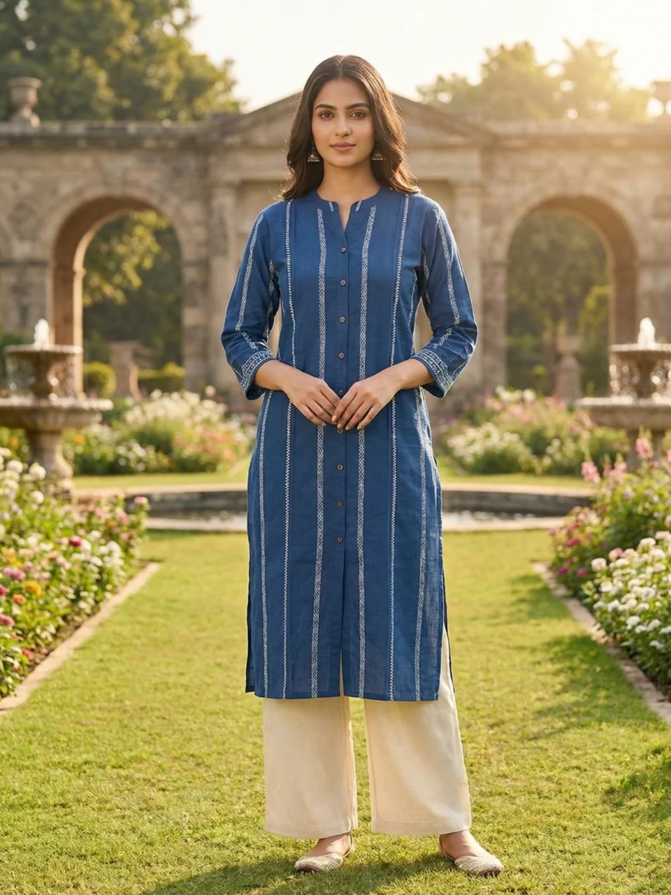 Denim Blue Striped Kurti