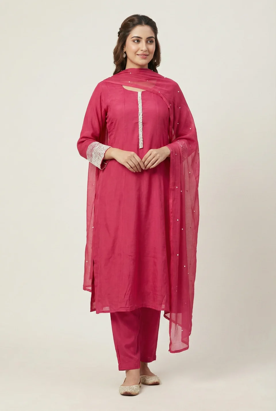 Rani Pink Anarkali Set with Dupatta