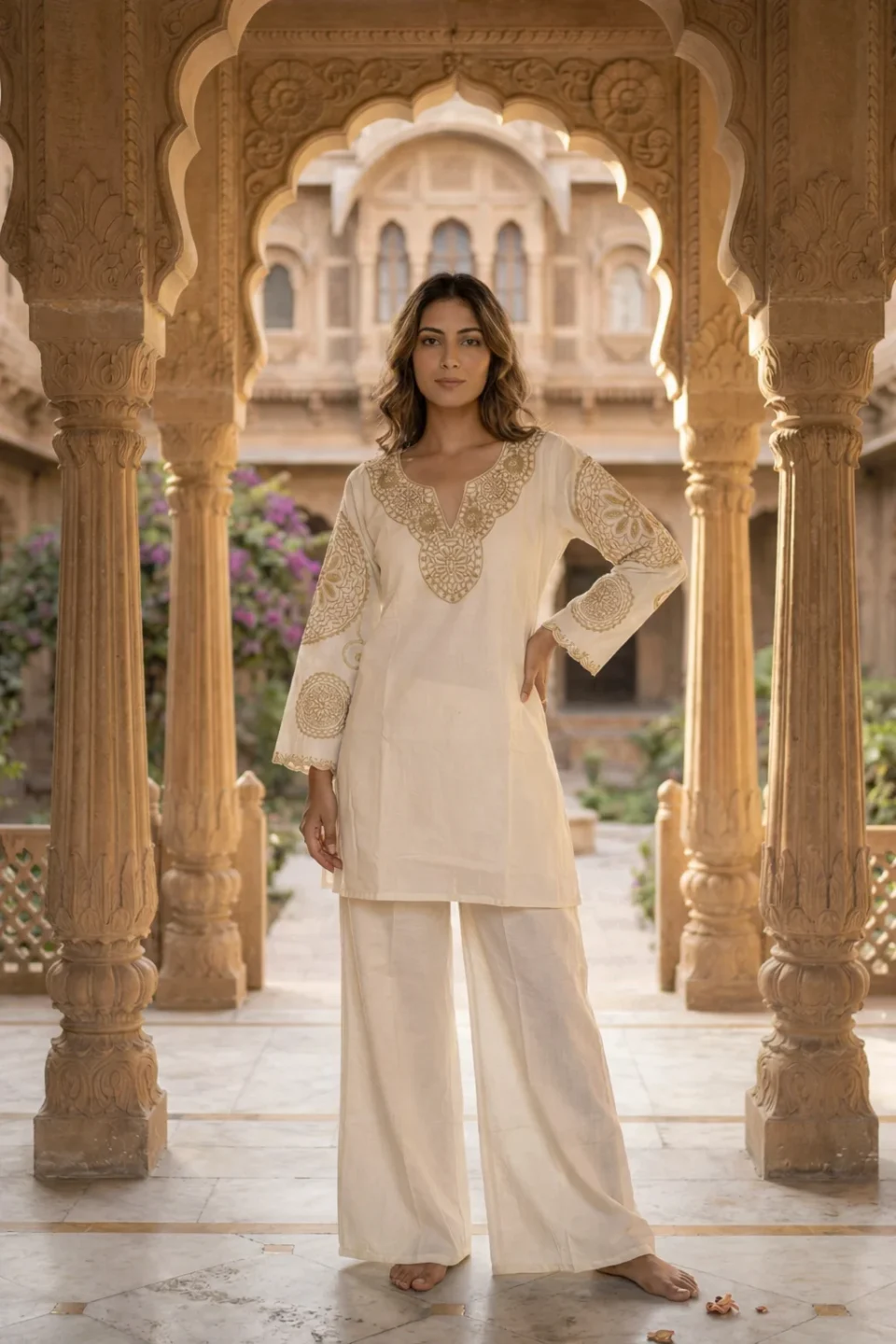 Ivory Embroidered Ethnic Co-ord Set