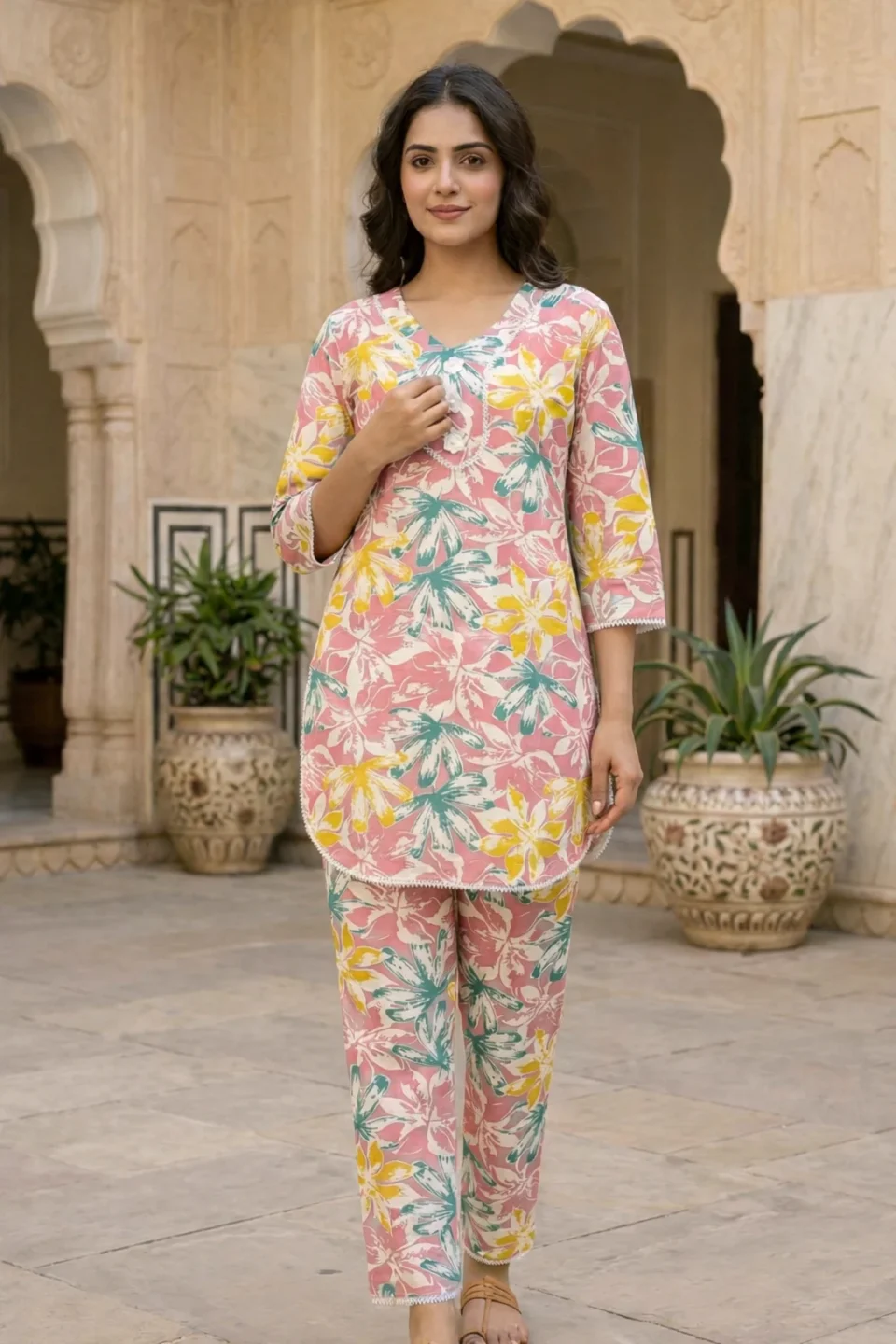 Blush Pink Floral Print Co-ord Set