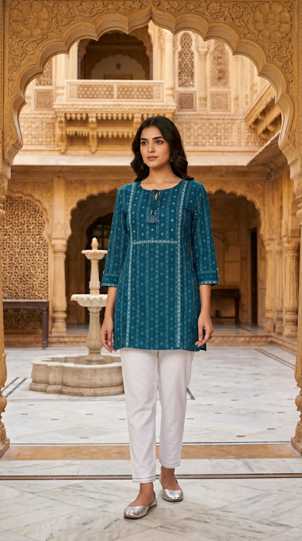 Deep Ink Blue Khadi Cotton Short Kurti