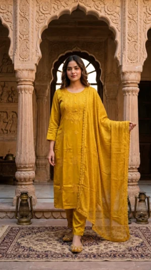 Yellow Kurti Set-1